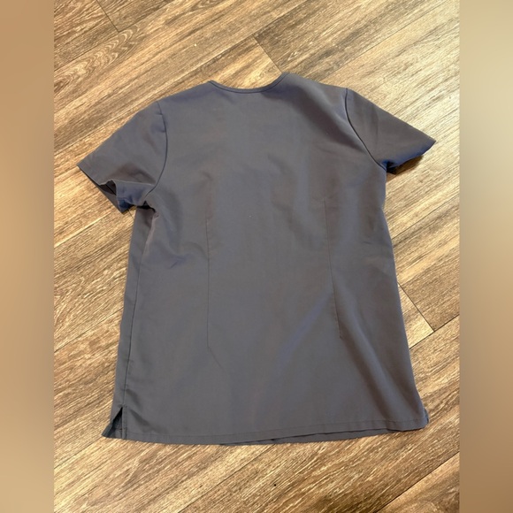 Figs V Neck Scrub Top Gray Grey Women Small Front Pockets PO 1576 - Picture 2 of 5